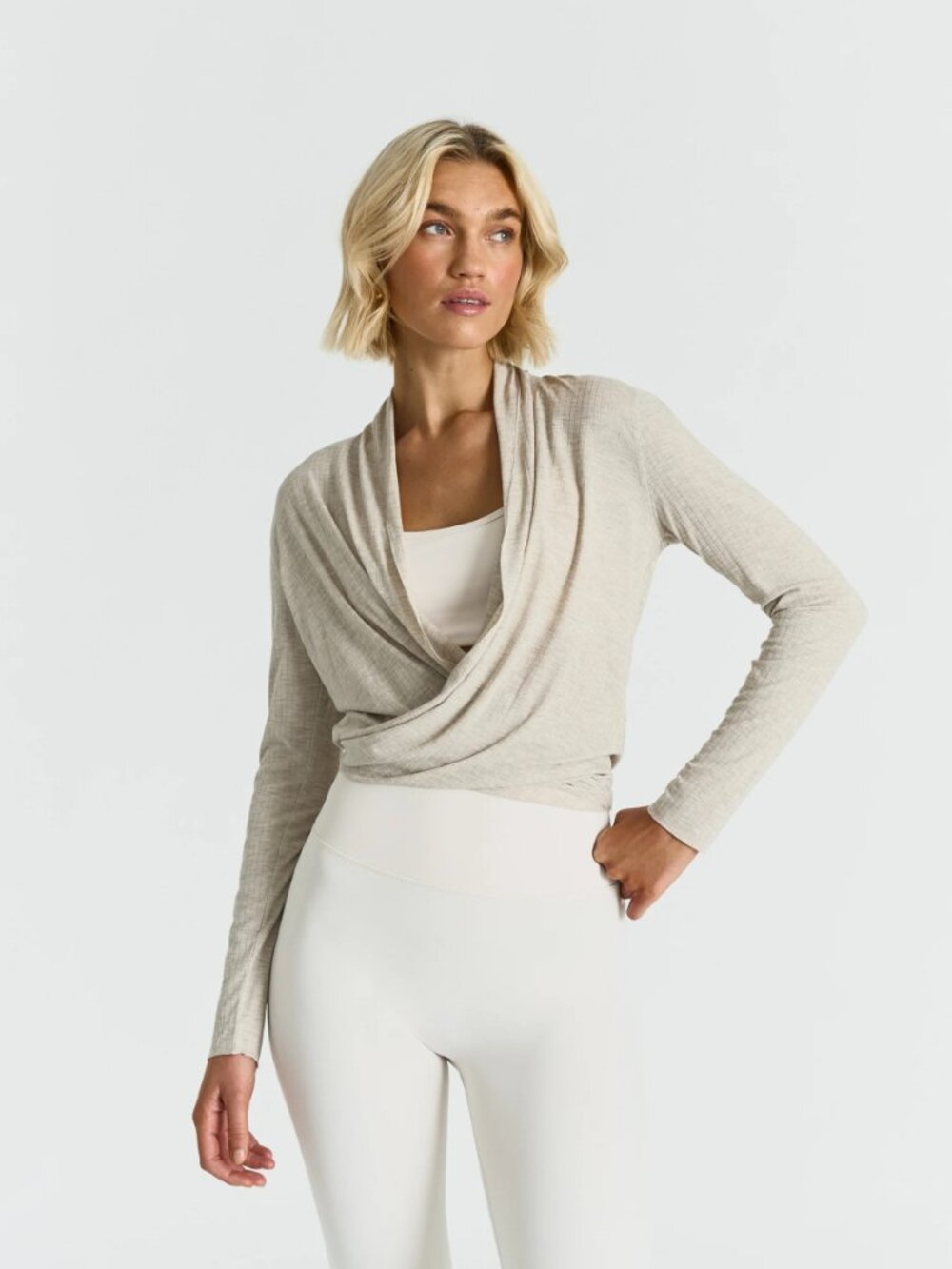 Sisterly Tribe Ribbed Ballet Wrap Top for Yoga, Pilates, Workouts, & Matcha Runs
